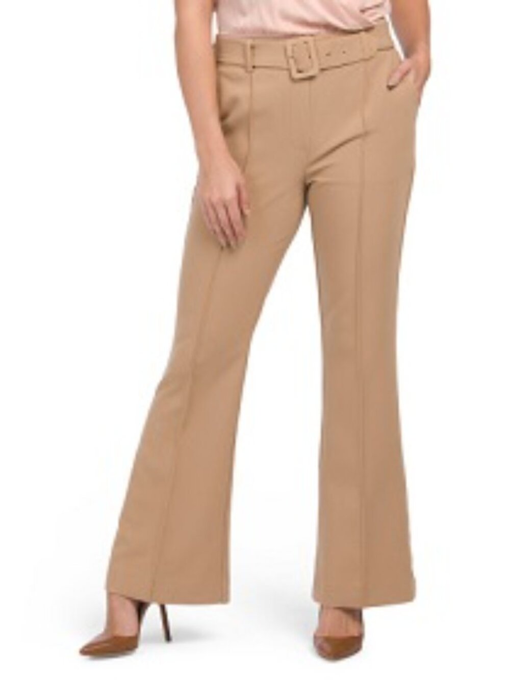 NWT Ellen Tracy Women’s Trousers Tan Pants Belted Belt Size XS